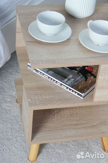 Тумба Прикроватная на деревяных ножках сонома