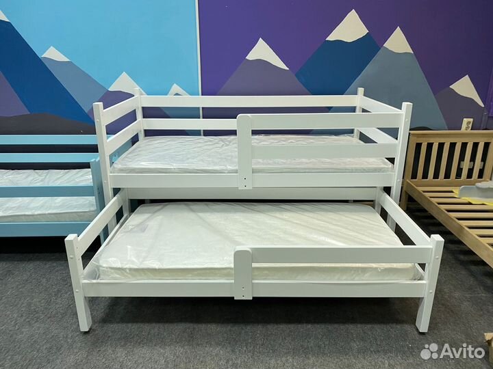 Двухъярусная кровать из березы премиум