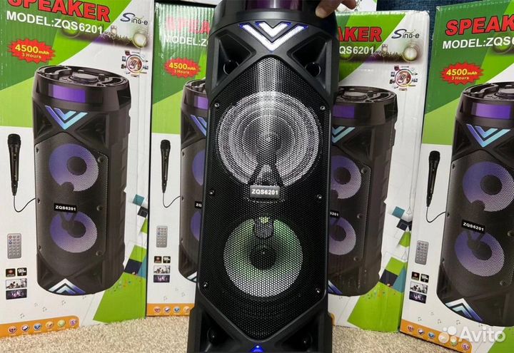 Большая блютуз колонка 6201 с микрофоном