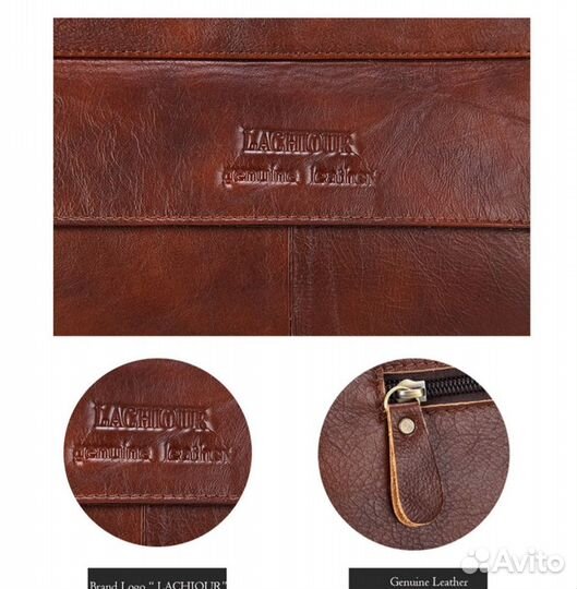 Мужская кожаная сумка, цвет коричневый