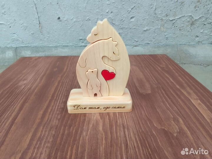 Фигурки пазлы, семья медведей