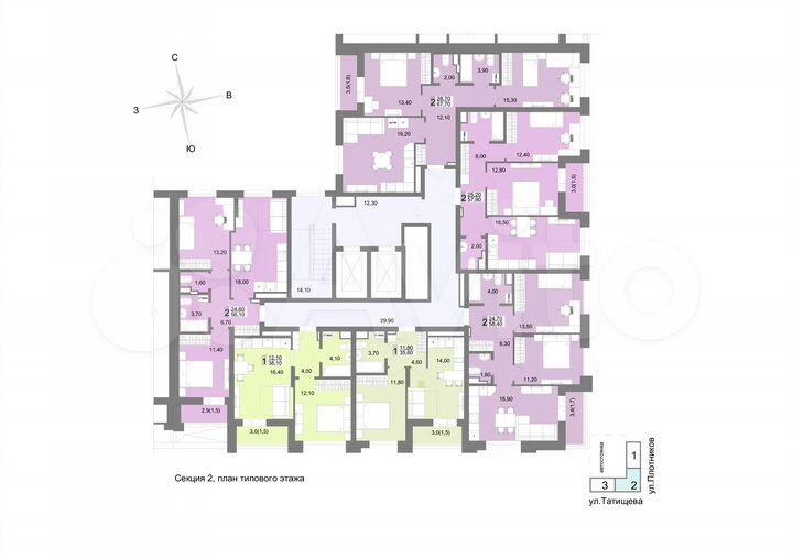 2-к. квартира, 57,9 м², 5/12 эт.