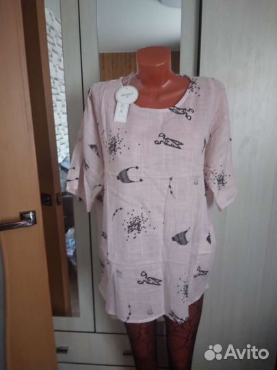 Блузка лен 50 52 54 56 р