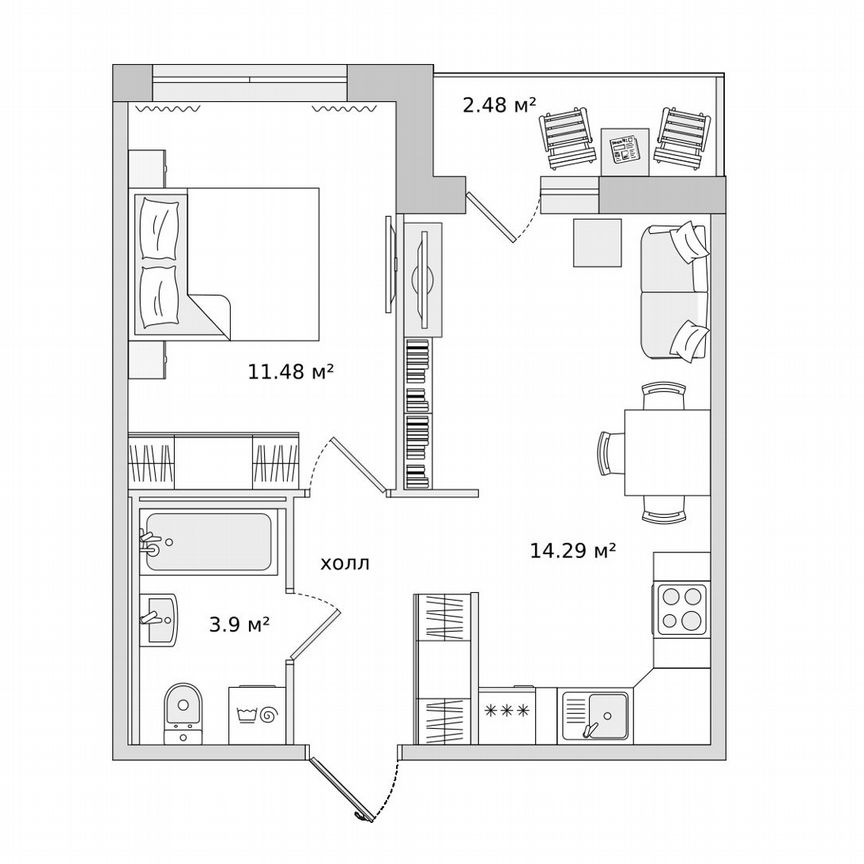 1-к. квартира, 36 м², 8/15 эт.