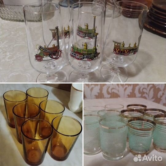 Графин, тарелки, чайный сервиз, ваза, фужеры