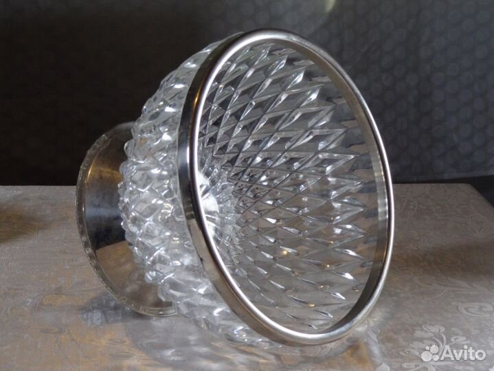 Хрустальная конфетница ваза с ободком СССР