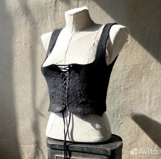 Черный корсет из шерсти, Винтаж готический корсет