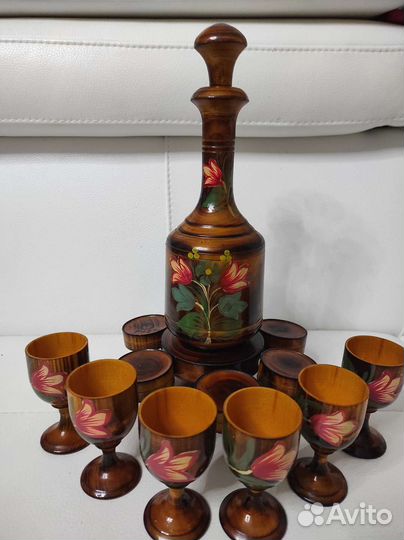 Набор деревянный штоф с рюмками