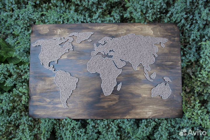 Картина ручной работы карта мира стринг-арт
