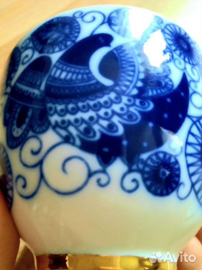 Чайная пара Жар-птица лфз кобальт позолота