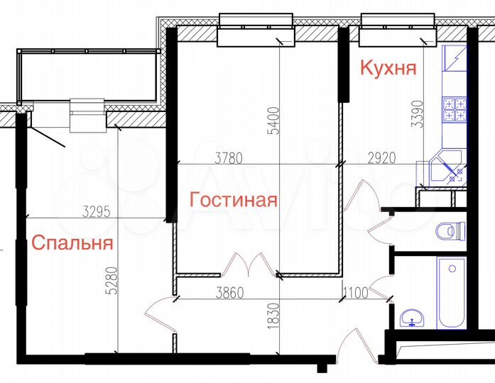 2-к. квартира, 63 м², 7/21 эт.