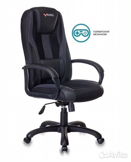 Кресло игровое viking-9, кож.зам, черн., каркас-че