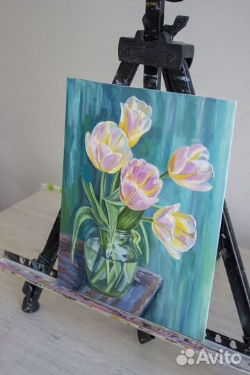 Картина маслом тюльпаны в вазе. Картина с цветами