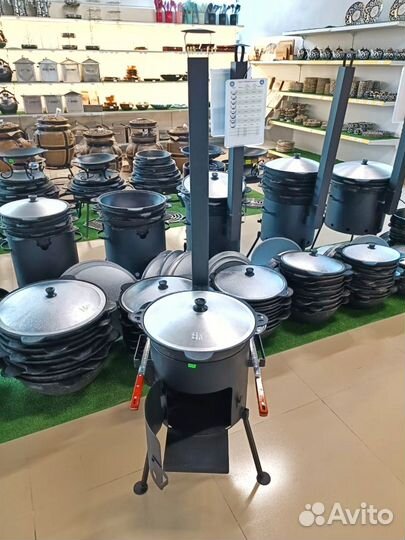 Комплекты казан чугунный + печь премиум + шумовка