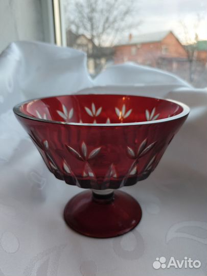 Конфетница цветное стекло СССР