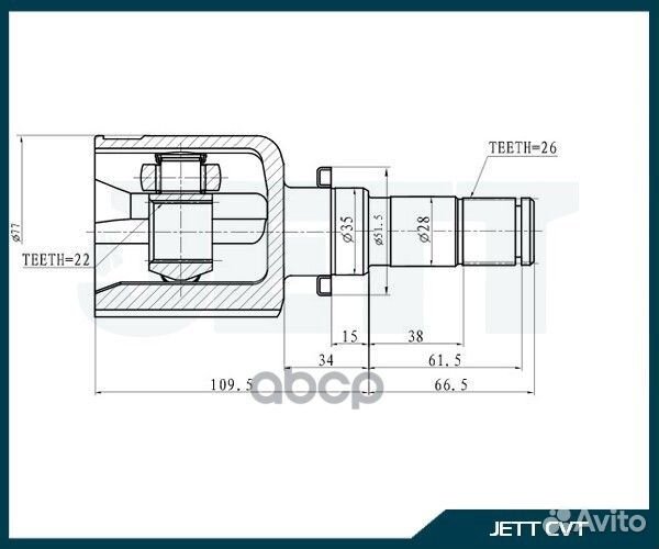 ШРУС внутренний jett V40-4047 FG0222620,FG0222