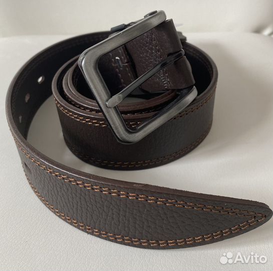 Мужской кожаный ремень коричневый