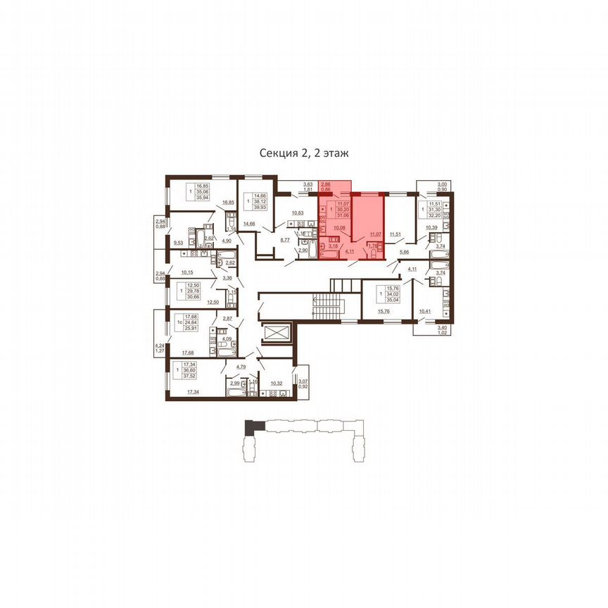 1-к. квартира, 31,1 м², 6/6 эт.