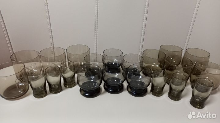 Стопки, рюмки, бокалы дымчатое стекло винтаж