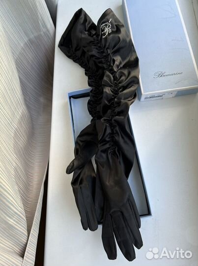 Перчатки Blumarine черные атласные