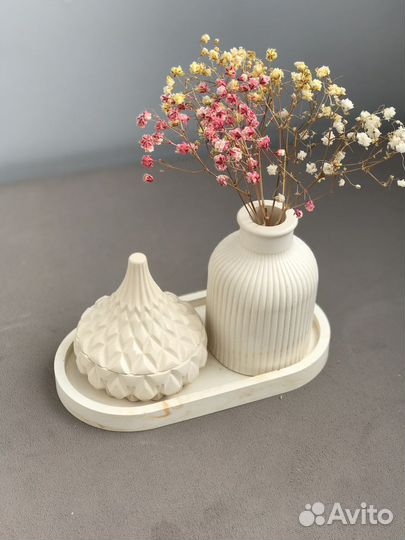 Поднос подсвечник кашпо шкатулка из гипса