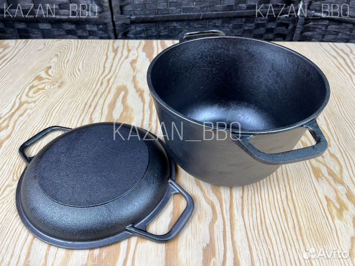 Казан чугунный с крышкой сковородой