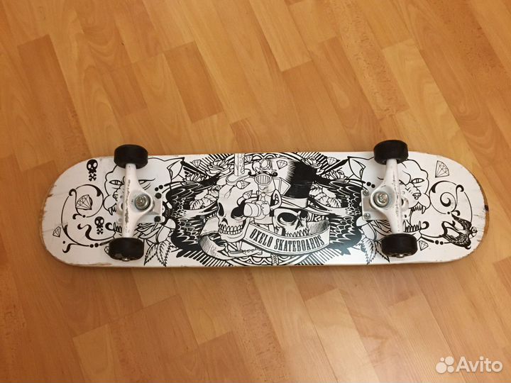 Скейтборд Oxelo mid tattoo white + чехол в подарок