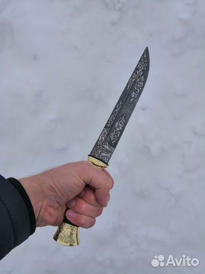 Нож пластун из дамаска