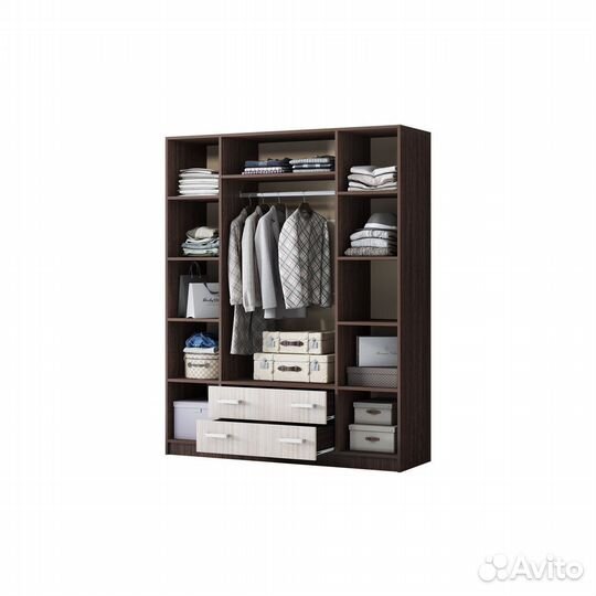 Шкаф 4-х створчатый лдсп - ясень шимо светлый/ясень шимо темный