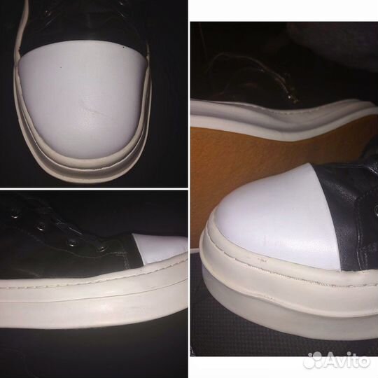 Высокие кеды на молнии кожаные