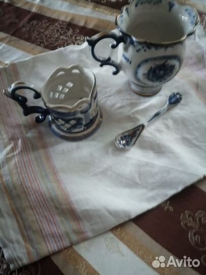 Гжель, чайный набор. 75 лет организации