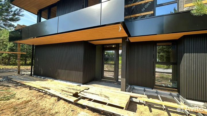 Реечные стеновые панели 3D для фасада из дпк