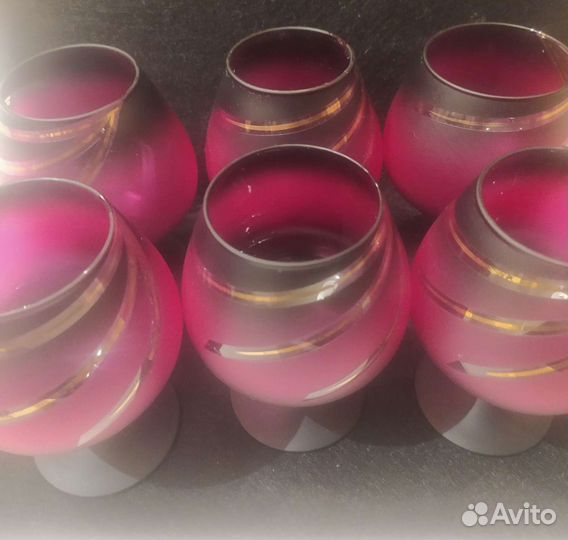 Бокалы СССР матовое красно чёрное стекло