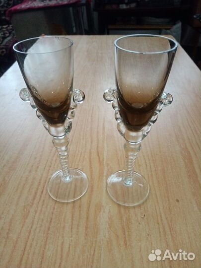 Фужеры и рюмки на ножке СССР и хрустальные вазы