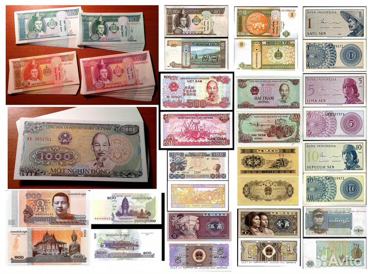 Банкноты иностранные разныx стран (UNC)