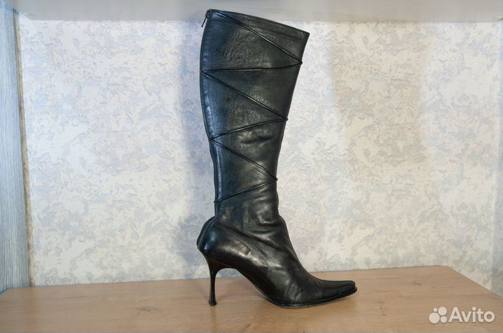 Осенние сапоги кожаные Эконика