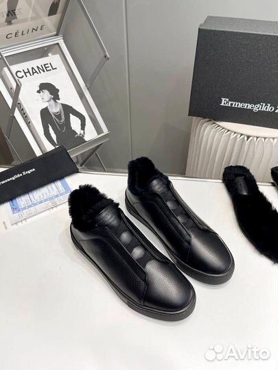 Кроссовки кожаные зимние Ermenegildo Zegna