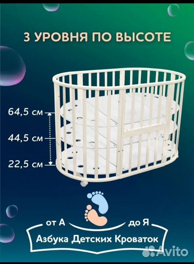 Детская кроватка трансформер 9 в 1