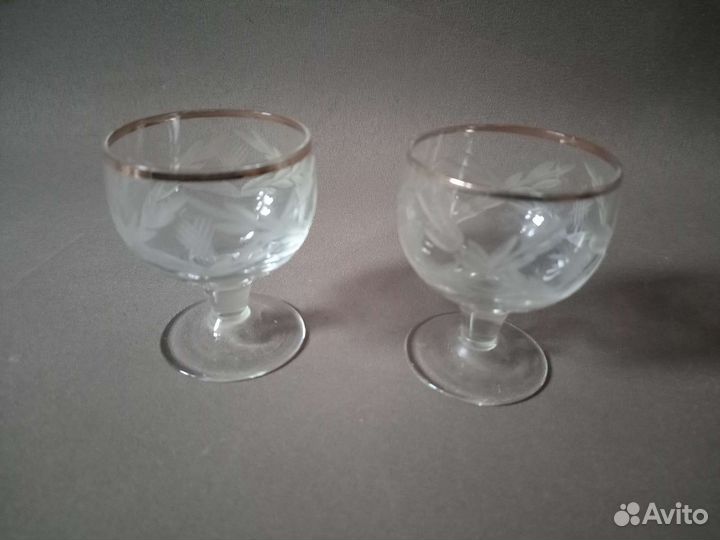 Хрустальные рюмки СССР с позолотой