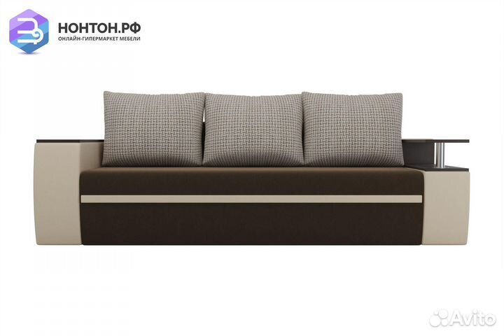 Диван еврокнижка Ричмонд корфу бежевый / коричневы