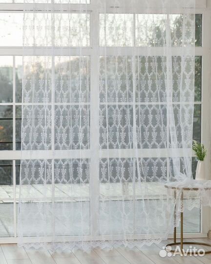 Тюль лилиан белый готовый на окна пошив