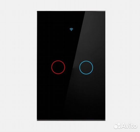 Сенсорный выключатель с Wi-Fi черный, 2-х клав-ный