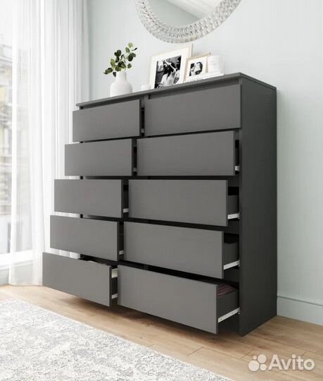 Комод 10 ящиков графит