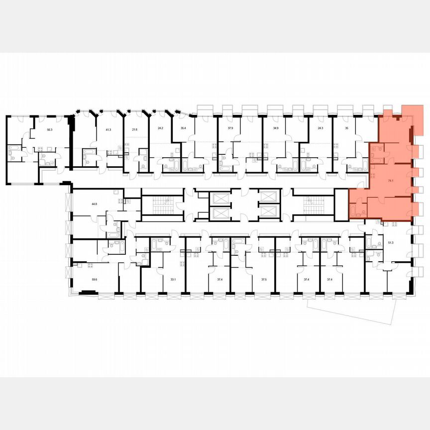 2-к. квартира, 74,1 м², 2/30 эт.
