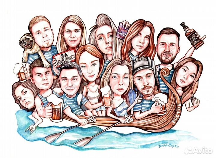 Шарж по фото шаржист на мероприятие портет