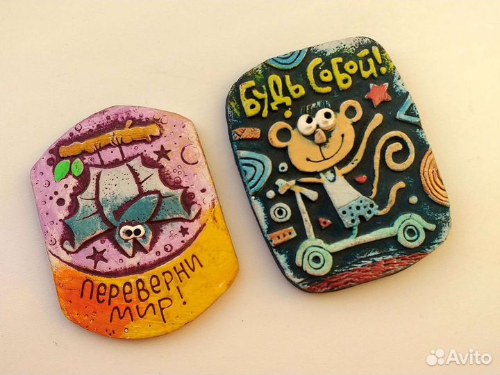 Керамический магнит, ручная работа/сувенир, 2 шт