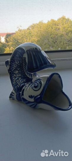 Рыбка салфетница, Гжель, ручная роспись