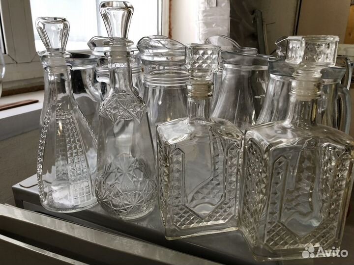 Штофы, графины стеклянные