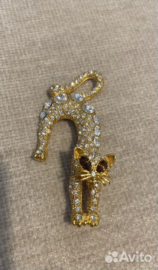 Брошь/кулон Камея с цепью, брошь Кошка