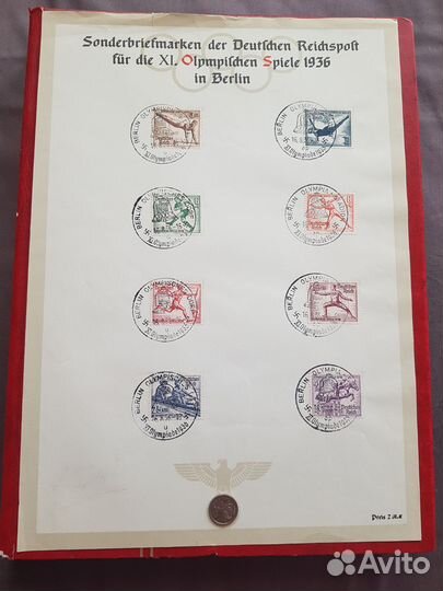 Германия 1936. Сувенирный лист. Олимпиада